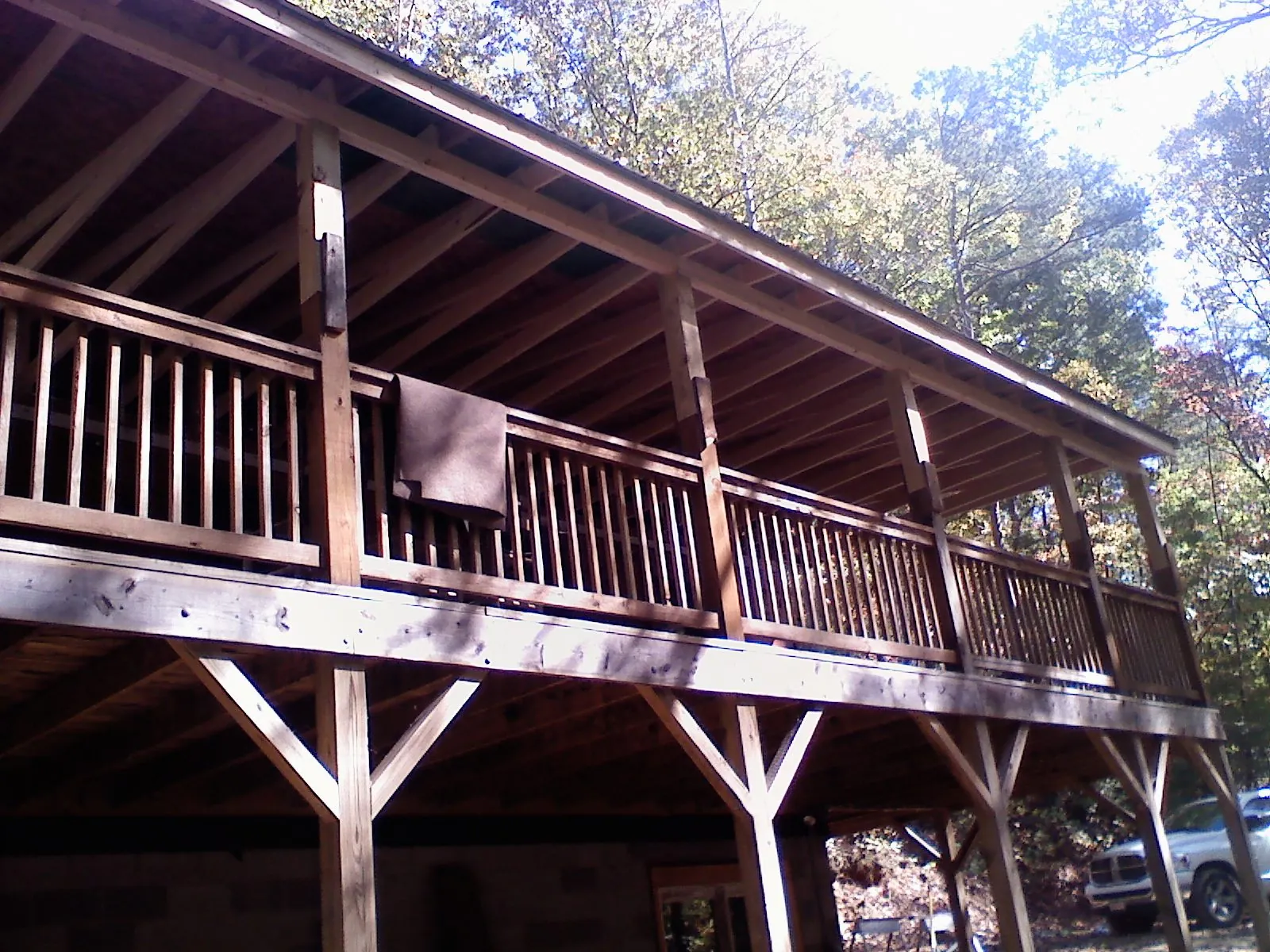 Timber framing under a new elevated porch and deck — Roof Leak Repair in Cape Elizabeth by Roofing Brothers
