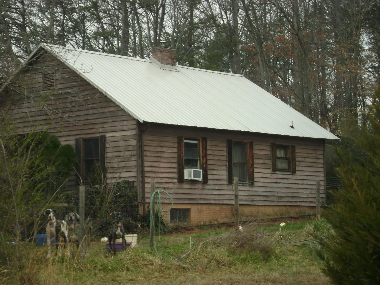 White metal roof on an old wood sided farmhouse, from a Metal Roof Installation job in Cape Elizabeth